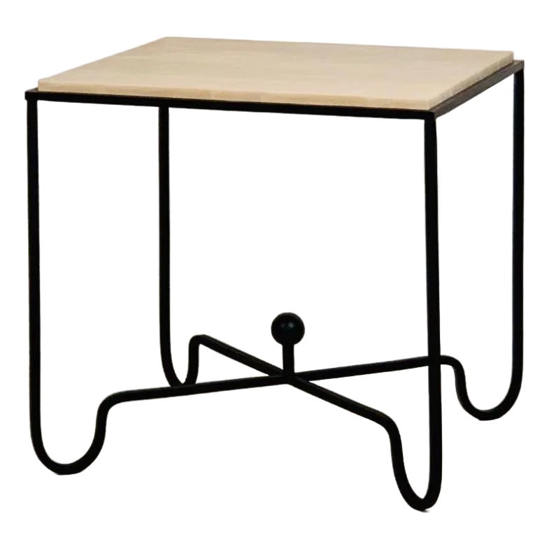 Contemporary/Organic Modern Travertine Large Side Table | Chairish