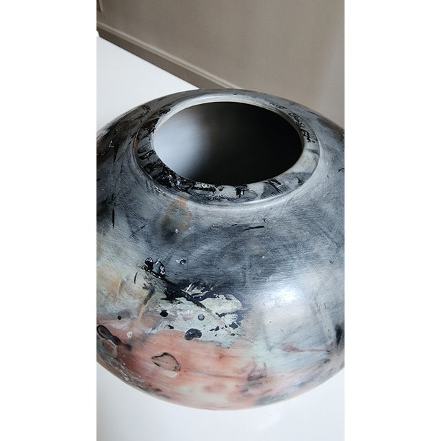 1960s Pink and Grey Raku Vase For Sale - Image 4 of 8