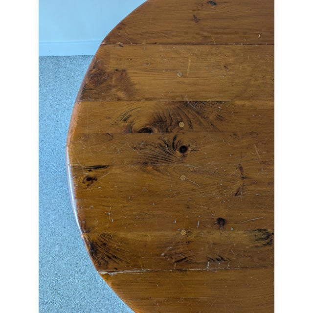 Farmhouse Vintage Solid Pine Trestle Table For Sale - Image 3 of 4