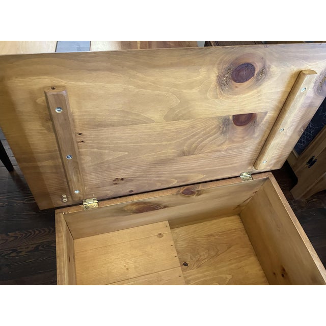 Late 20th Century Rustic Pine Wood Dry Sink Cabinet / Blanket Chest – Country Primitive Storage For Sale - Image 4 of 12
