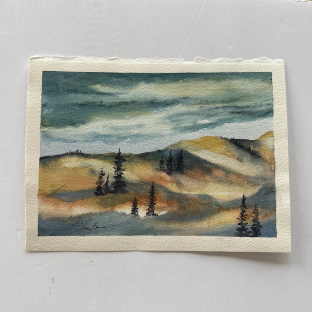 Sunlight settling on the mountains. Signed and ready to frame.