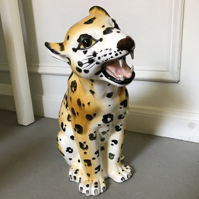 Vintage Hand Painted Leopard Statue Chairish