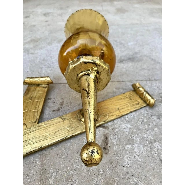 Mid-20th-Century Iron and Colored Glass Wall Lights, 1960s, Set of 3 For Sale - Image 13 of 18