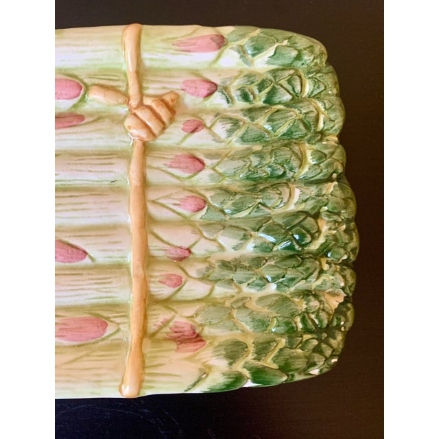 Majolica Ceramic Trompe l'Oeil Asparagus Dish For Sale In South Bend - Image 6 of 9