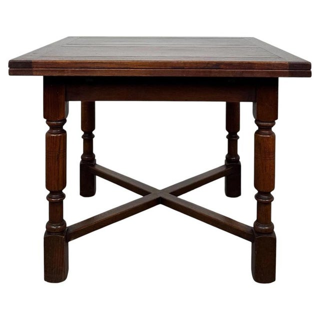Early 20th Century Antique English Edwardian Oak Draw-Leaf Dining Table, 1890s For Sale - Image 3 of 8