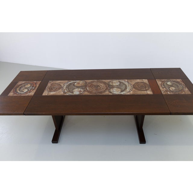 Danish Brutalist Oak Drop Leaf Dining Table with Ox Art Tiles by Gangso, 1970s For Sale - Image 13 of 18