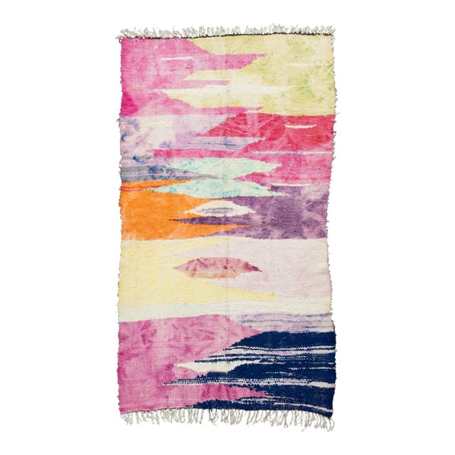 Prism Watercolor Moroccan Boucherouite Rug 6'2 X 3'5 For Sale