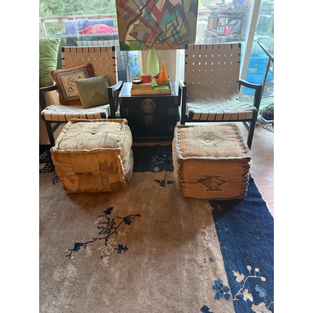 Textile Bohemian Vintage Kilim Cube Stool Pair in the Style of George Smith For Sale - Image 7 of 12