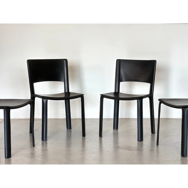 Mid-Century Modern Leather Chairs by Cidue, 1970s, Set of 4 For Sale - Image 3 of 17