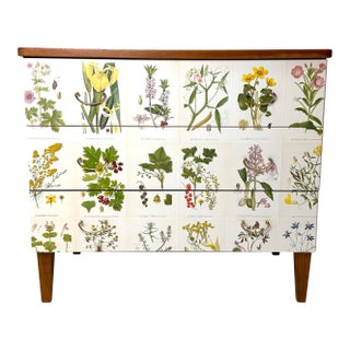 1950's Swedish Dresser With Nordens Flora Illustrations For Sale