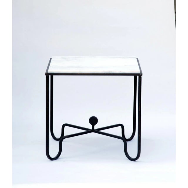 DESIGN FRERES Wrought Iron and Marble 'Entretoise' Side Table by Design Frères For Sale - Image 4 of 9