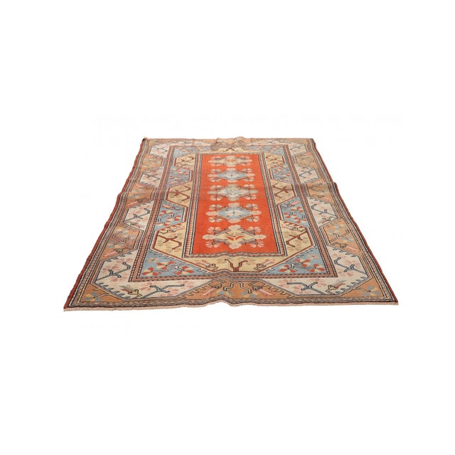 Mid-Century Modern Vintage Turkish Milas Carpet - 5`1″ X 7`7″ For Sale - Image 3 of 6