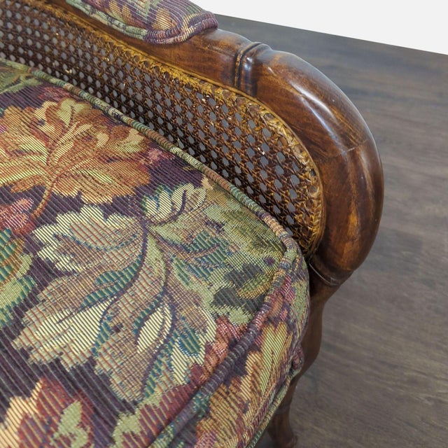 Ethan Allen 1990s Ethan Allen Cane Wingback Accent Chair – Floral Tapestry For Sale - Image 4 of 5