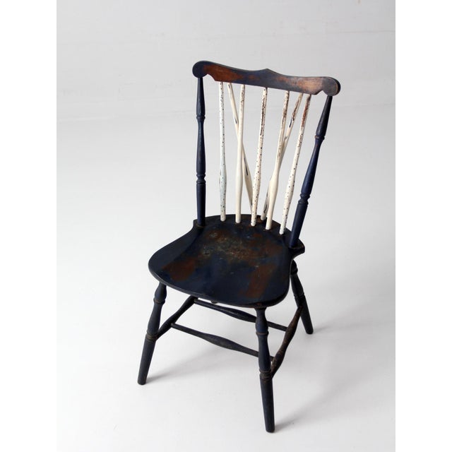 Antique Painted Brace Back Windsor Style Chair For Sale - Image 4 of 16