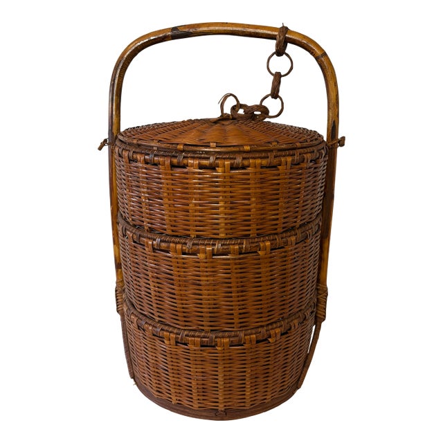 1950 Chinese 3 Tier Large Wedding Basket For Sale