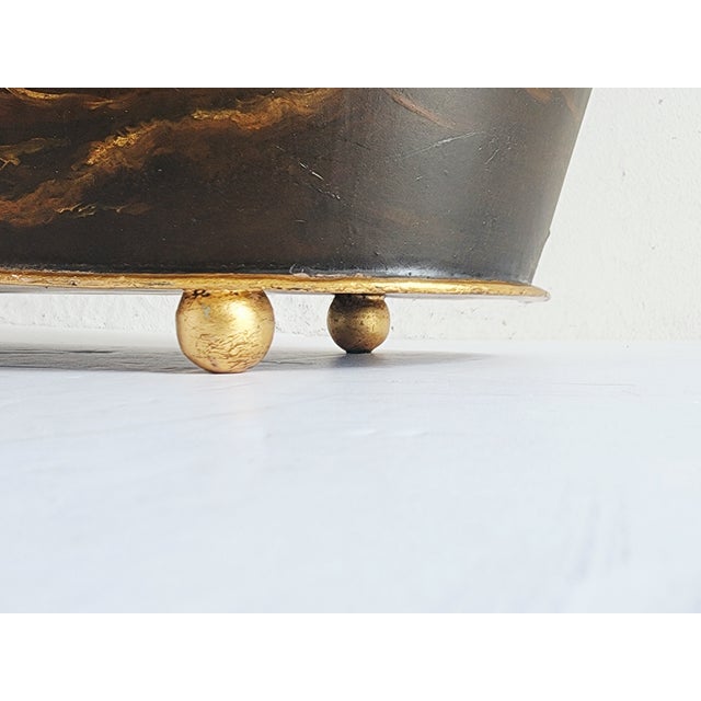 Decorative Tole Hand Painted Jardiniere For Sale - Image 12 of 13