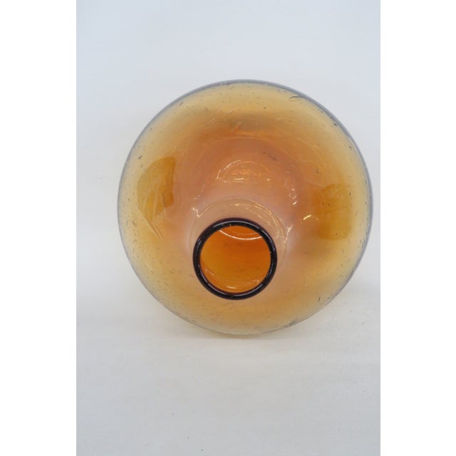 Hand Blown Amber Art Glass Vase Large Pear Shape Slender Neck Bulbous Body 5089b For Sale - Image 4 of 9