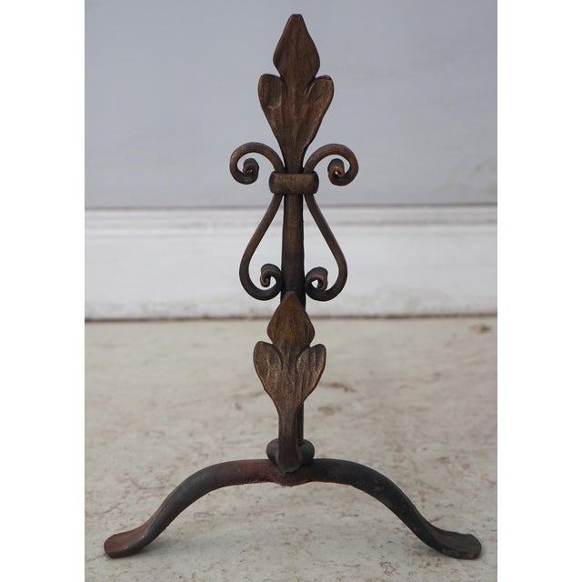 Age: C.1930s Details: Gothic Revival High Quality Construction Quality Scrolled Iron Fleur-de-lis Design Condition:...