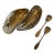 Vintage Silver Mussel Salt and Pepper Holder With Spoons - 3 PCS For Sale