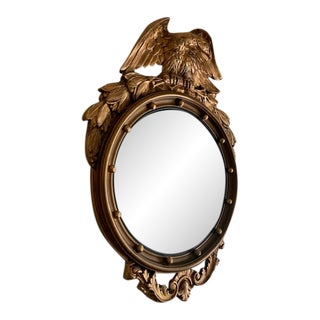 Early 20th Federal Style Bullseye Mirror With Eagle For Sale