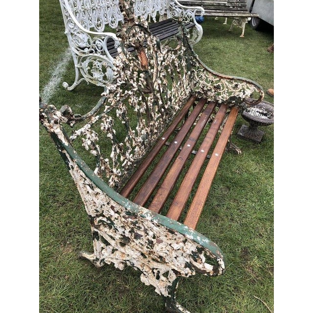Gothic Revival Cast Iron Garden Bench with Registration from Coalbrookdale For Sale - Image 4 of 13