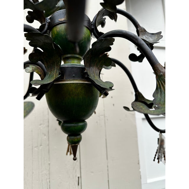 Vintage 10 Light Gilt Bronze Country French Chandelier For Sale - Image 9 of 12