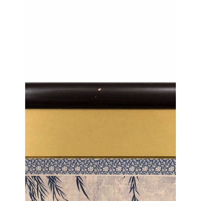 Late 20th Century Chinoiserie Floral and Willow Artwork in Black and Gold-Tone Frame For Sale In Las Vegas - Image 6 of 9