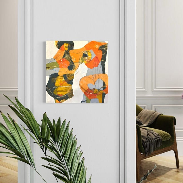 Orange Lee Cox "Slam Dunk" Acrylic on Canvas, Small Framed Abstract Collage Painting in Orange, 2025 For Sale - Image 8 of 8