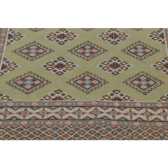 Rug & Kilim Vintage Bokhara Rug in Soft Sage Green With Geometric Patterns - Rug & Kilim For Sale - Image 4 of 8