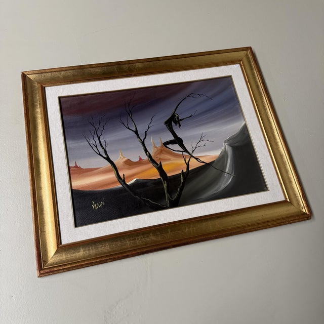 Mid-Century Modern Giorgio Vicari, Surreal Escape, 1979, Oil on Canvas For Sale - Image 3 of 12
