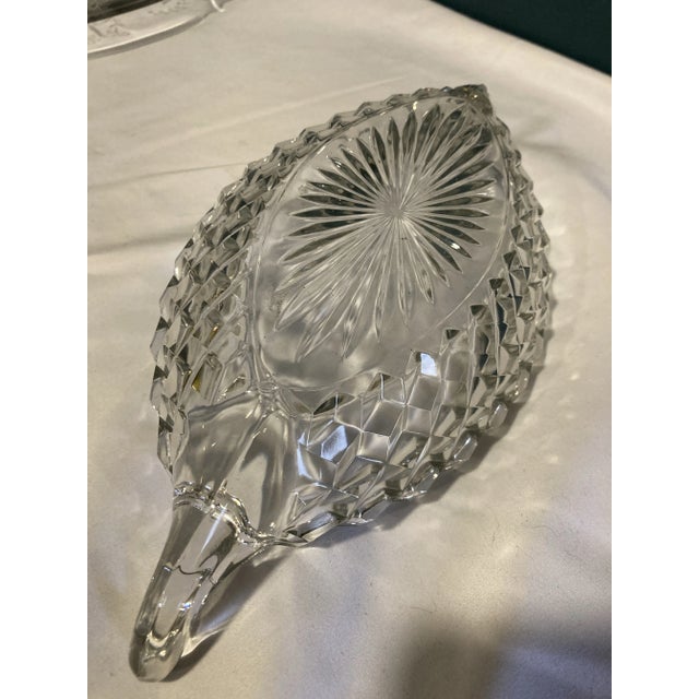 Glass Vintage Fostoria "American" Diamond-Point Crystal Boat Dish With Scroll Handles For Sale - Image 7 of 7
