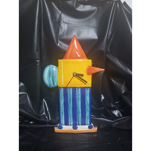 Postmodern Vintage Spanish Wall Clock by Cerámicas Benlloch, 1990 For Sale - Image 3 of 5