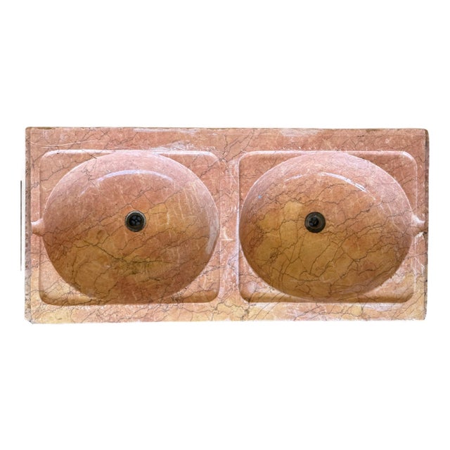 19th Century Antique Hand Carved Pink Marble Double Basin Kitchen Sink For Sale