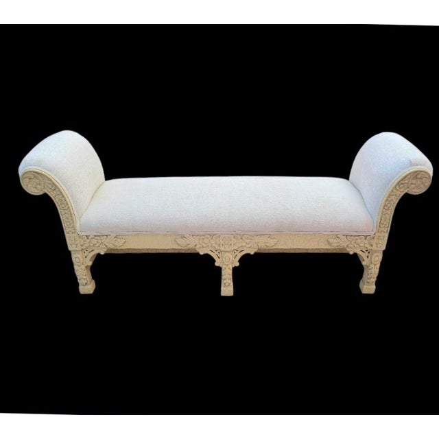 Vintage Italian Baroque Style Heavily Carved Floral Scrolled Arm Hall Benches- A Pair For Sale - Image 10 of 15