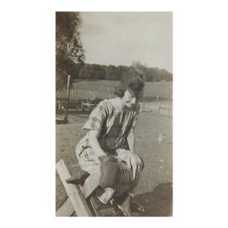 Early 20th Century Snapshot Photograph Girl Wearing Boxing Glove For Sale