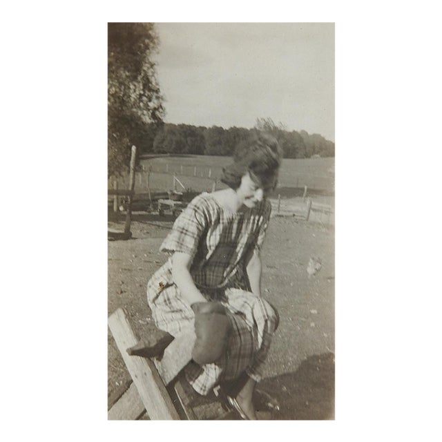 Early 20th Century Snapshot Photograph Girl Wearing Boxing Glove For Sale