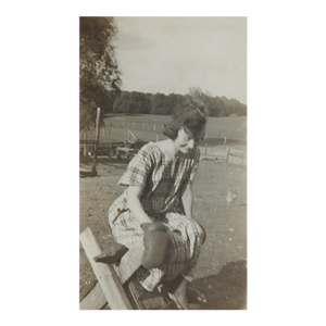 Early 20th Century Snapshot Photograph Girl Wearing Boxing Glove