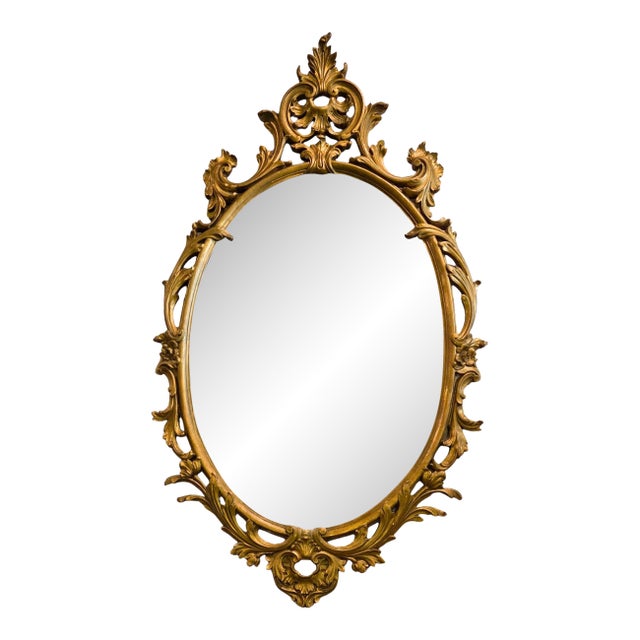 Vintage Palladio Italy Rococo Gilded Wall Mirror Ornate Gold 48.5 For Sale