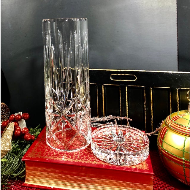Cut Crystal Vintage Tall Hurricane Candle Holder With Low Stand Chairish