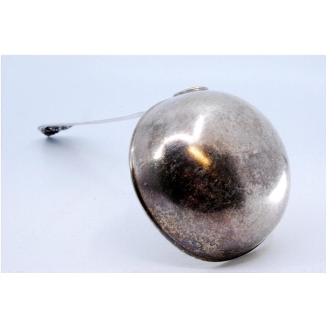 Silver Soup Ladle with Raised Handle Strip and Monogram Card For Sale - Image 4 of 10