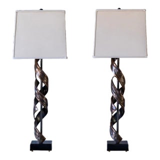 Pair of "Nested Helix" Bronze Lamps Designed by Chicago Artist Eoin Cullen For Sale