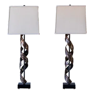 Pair of "Nested Helix" Bronze Lamps Designed by Chicago Artist Eoin Cullen