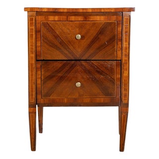 19th-Century Italian Louis XVI–Style Walnut and Marquetry Bedside Cabinet For Sale