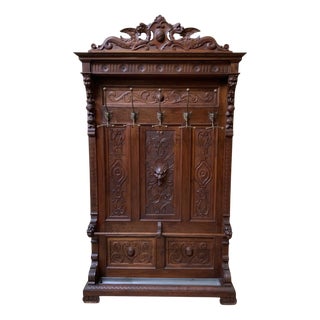 Antique Neo-Renaissance Walnut Wardrobe, 1880 For Sale