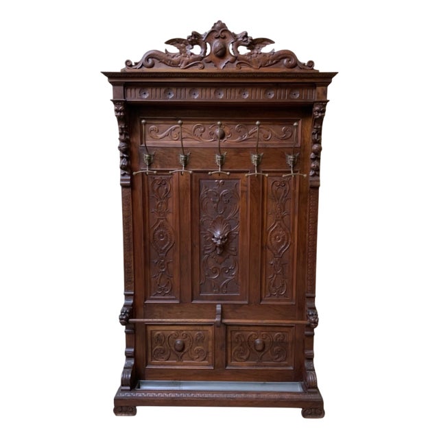 Antique Neo-Renaissance Walnut Wardrobe, 1880 For Sale