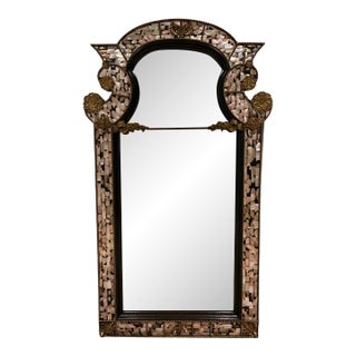 Vintage Maitland-Smith Mother-of-Pearl & Brass Inlaid Wall Mirror, Model 2800-113 For Sale
