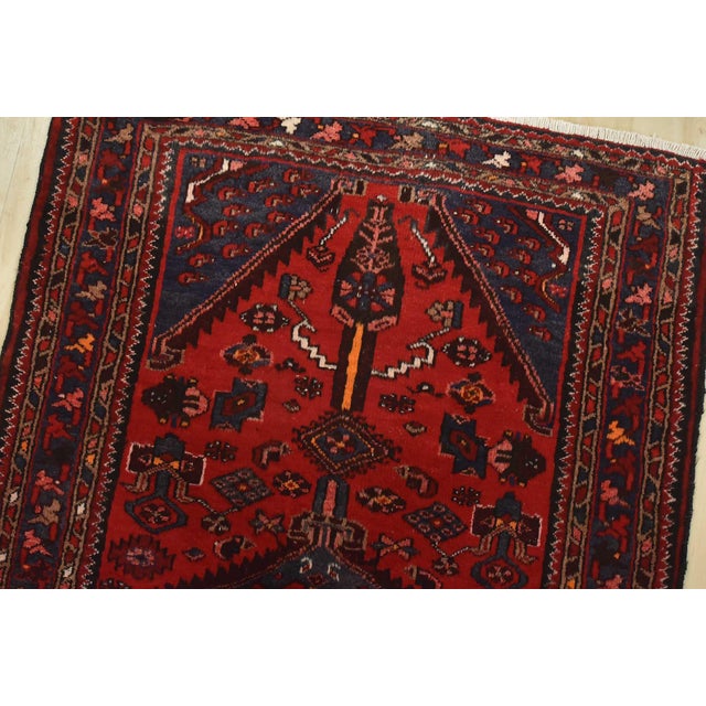 Textile Zanjan Runner 3’4” X 10′ Red Wool Vintage Tribal Hand-Knotted Oriental Rug For Sale - Image 7 of 15
