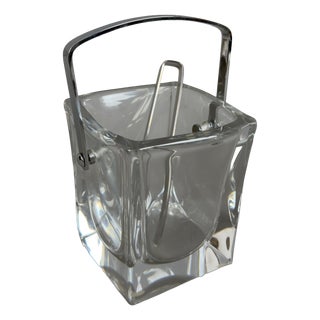 French Crystal Ice Bucket with Tongs For Sale