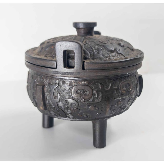 19th Century 17-19th Century Chinese Cast Iron Censer With Bronze Inlay For Sale - Image 5 of 14