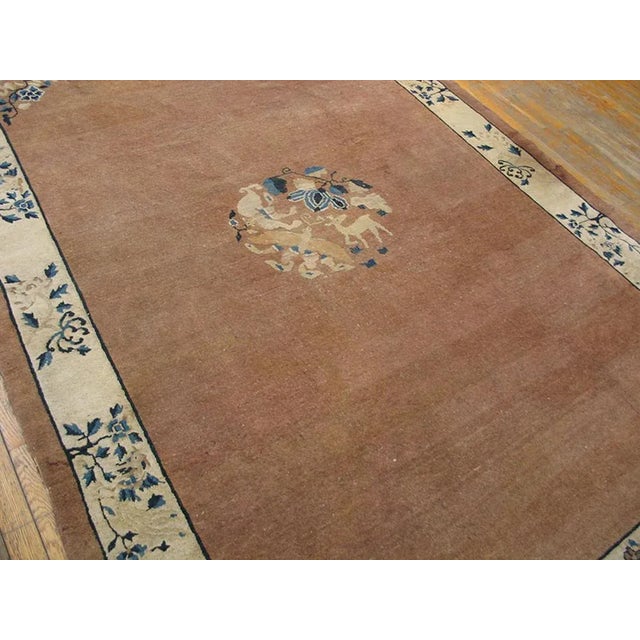 Chinese 1930s Dusty Rose Medallion Antique Chinese Peking Carpet 6' X 8'8" Knotted Wool Rug For Sale - Image 3 of 12
